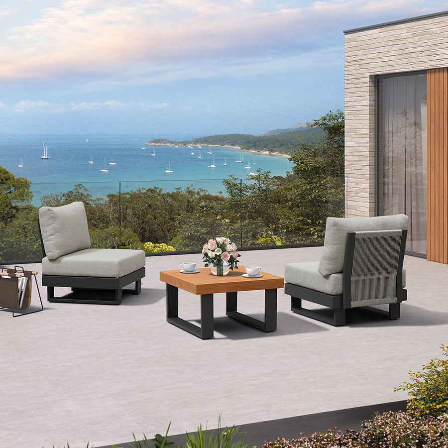 PURPLE LEAF Milan Modular Outdoor Sectional with Olefin Cushions and Slot-In Backrests for Porch Backyard