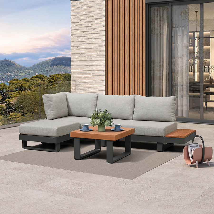PURPLE LEAF Milan Modular Outdoor Sectional with Olefin Cushions and Slot-In Backrests for Porch Backyard