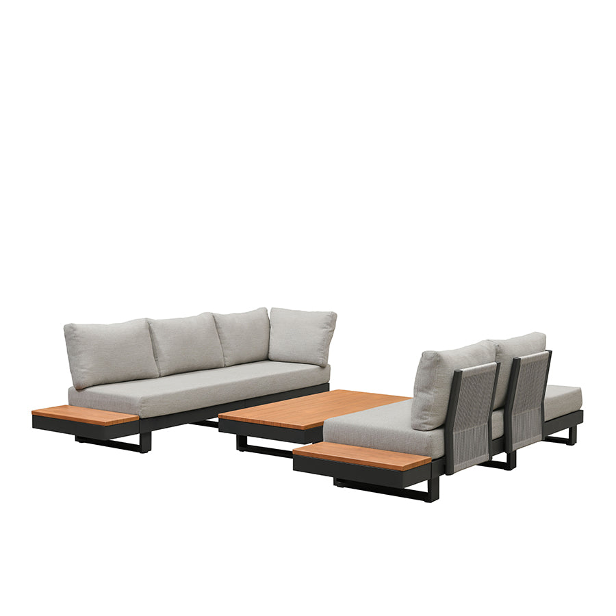PURPLE LEAF Milan Modular Outdoor Sectional with Olefin Cushions and Slot-In Backrests for Porch Backyard