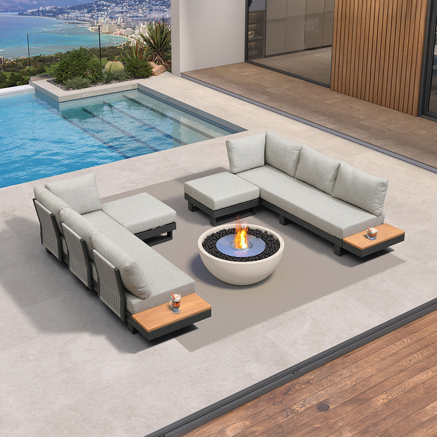 PURPLE LEAF Milan Modular Outdoor Sectional with Olefin Cushions and Slot-In Backrests for Porch Backyard