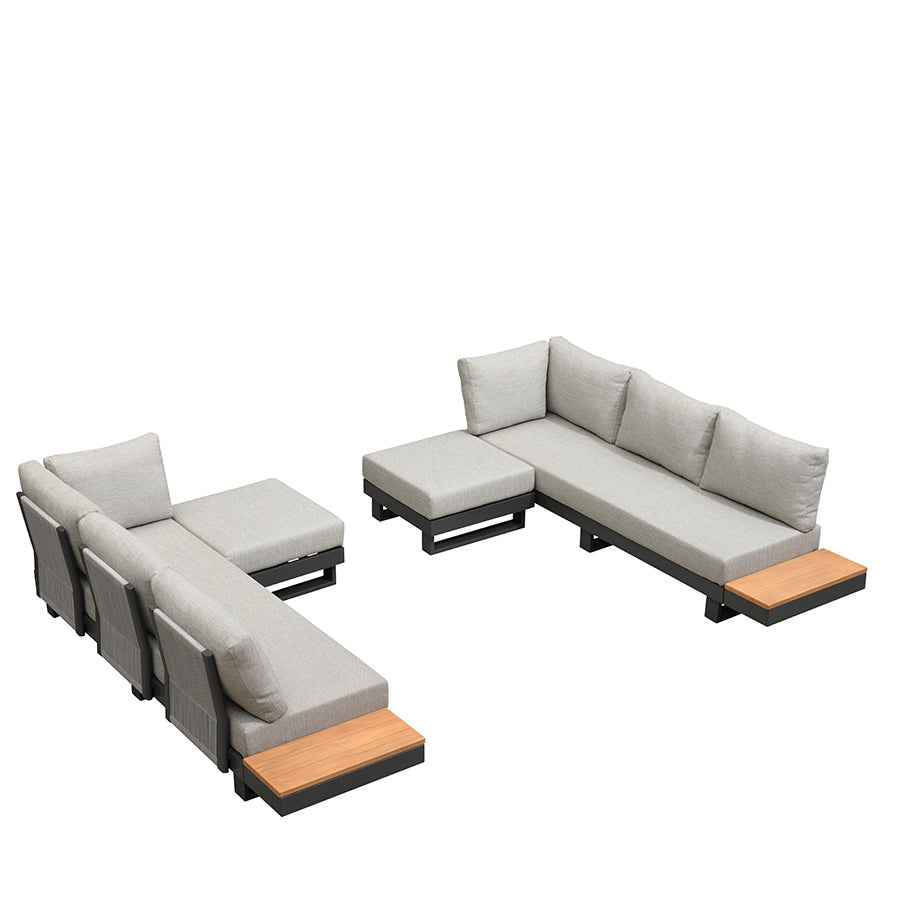 PURPLE LEAF Milan Modular Outdoor Sectional with Olefin Cushions and Slot-In Backrests for Porch Backyard