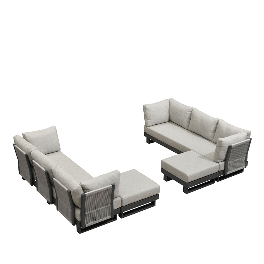 PURPLE LEAF Milan Modular Outdoor Sectional with Olefin Cushions and Slot-In Backrests for Porch Backyard