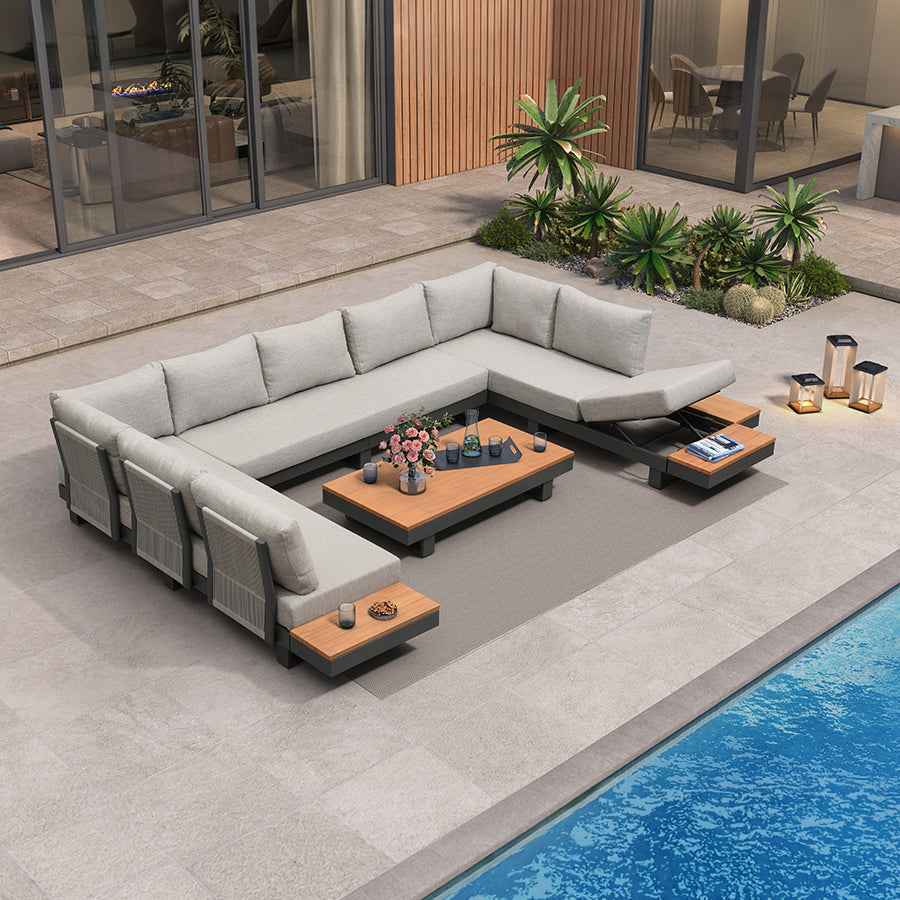 PURPLE LEAF Milan Modular Outdoor Sectional with Olefin Cushions and Slot-In Backrests for Porch Backyard
