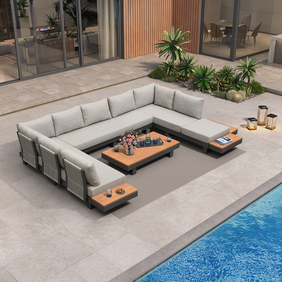 PURPLE LEAF Milan Modular Outdoor Sectional with Olefin Cushions and Slot-In Backrests for Porch Backyard
