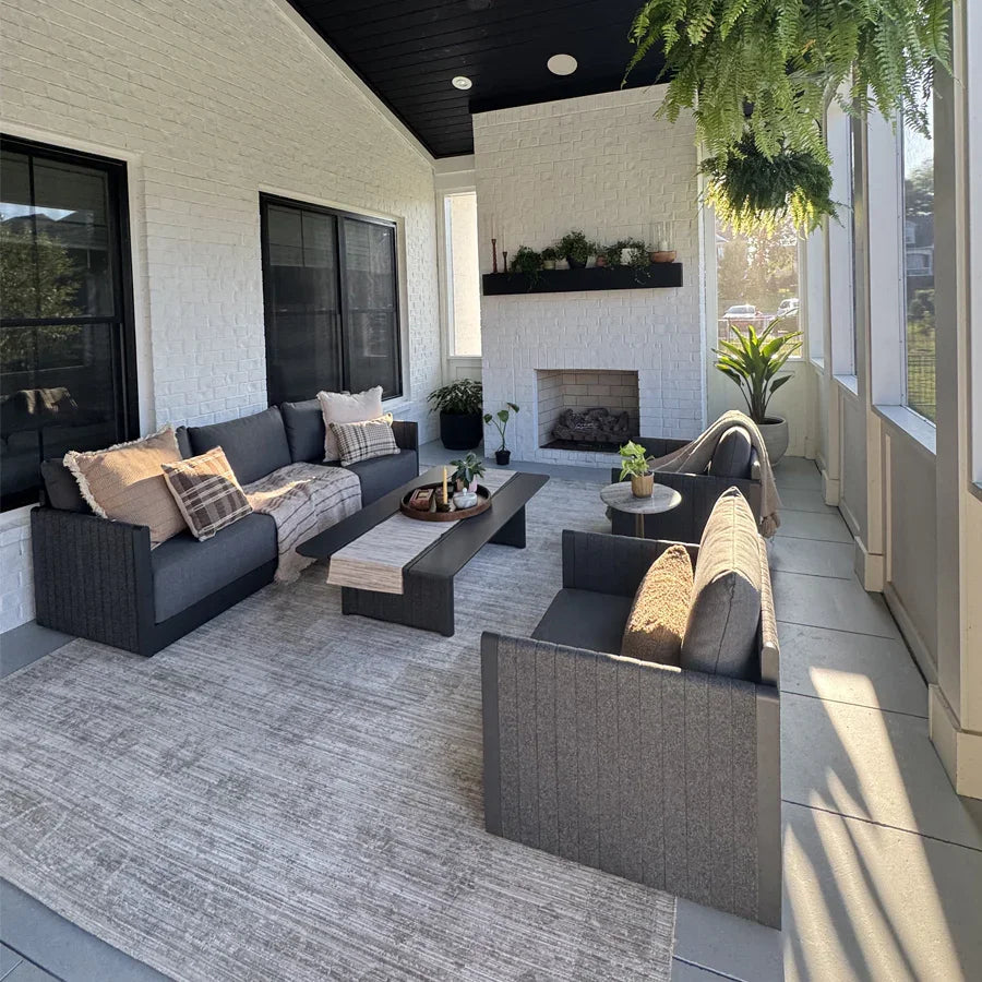 PURPLE LEAF Sanori L-Shaped Patio Couch Set Modular Sofa with Grey Cushions for Backyard
