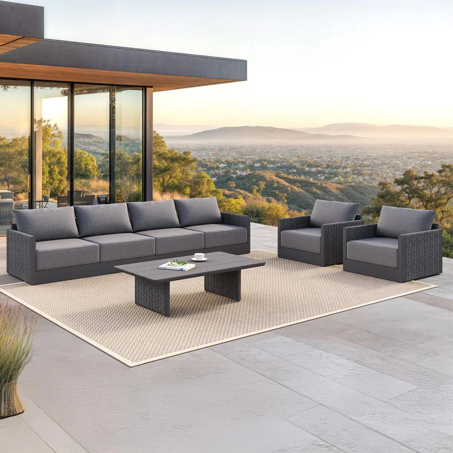 PURPLE LEAF Sanori Classical with Table Grey Patio Conversation Set with Cushions for Poolside