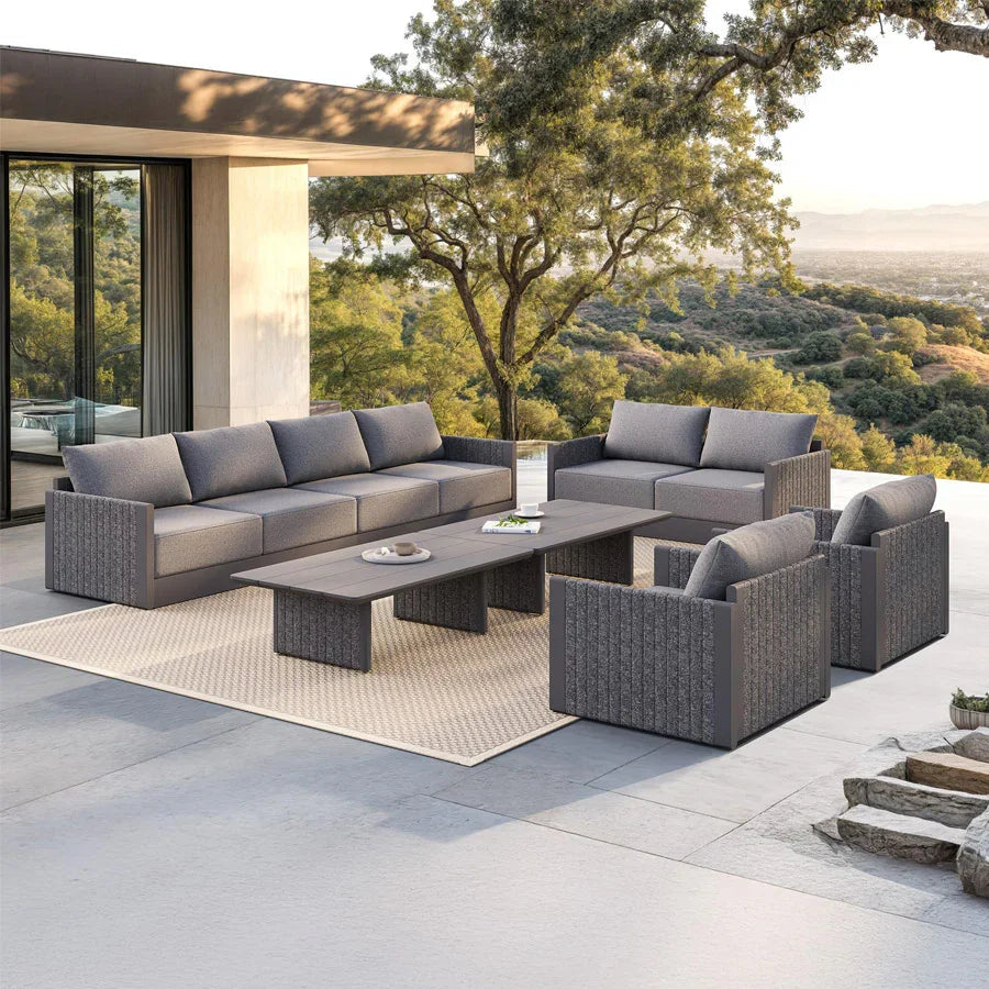 PURPLE LEAF Sanori Classical with Table Grey Patio Conversation Set with Cushions for Poolside