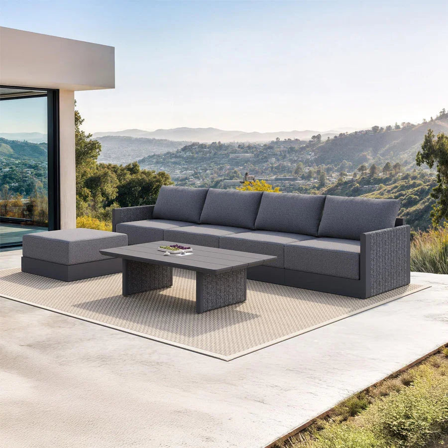 PURPLE LEAF Sanori L-Shaped Patio Couch Set Modular Sofa with Grey Cushions for Backyard