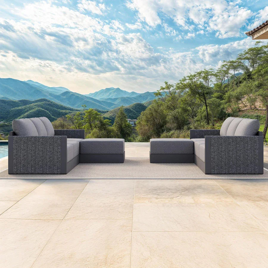 PURPLE LEAF Sanori L-Shaped Patio Couch Set Modular Sofa with Grey Cushions for Backyard