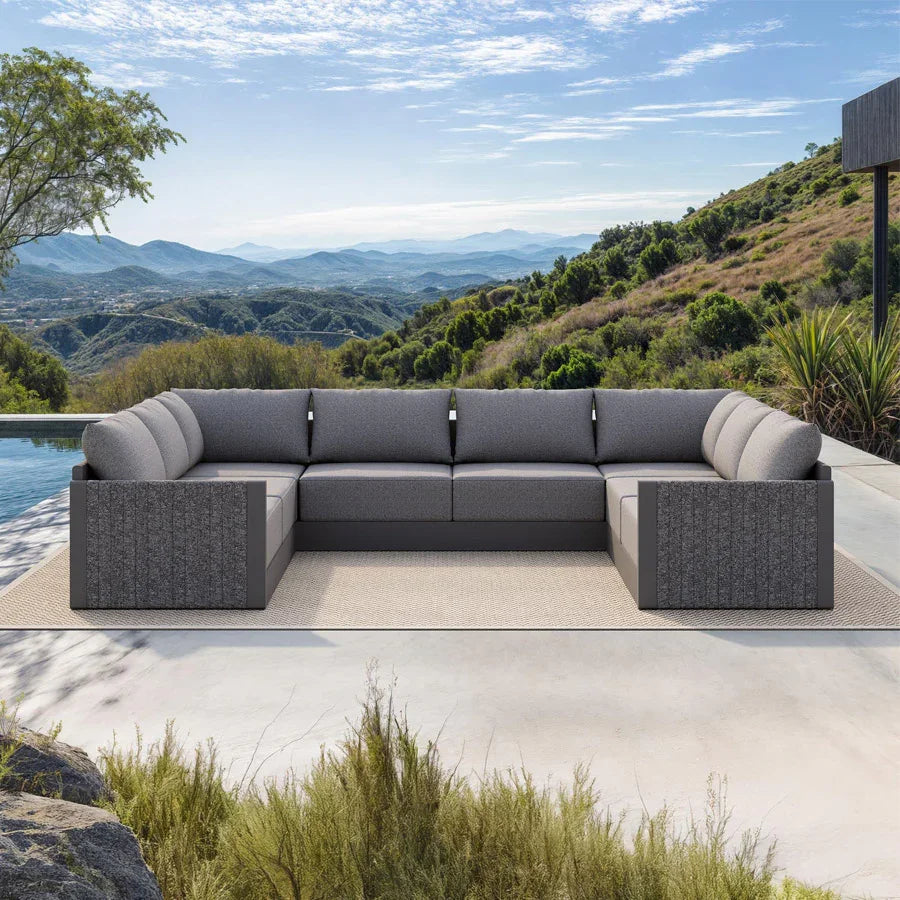 PURPLE LEAF Sanori L-Shaped Patio Couch Set Modular Sofa with Grey Cushions for Backyard