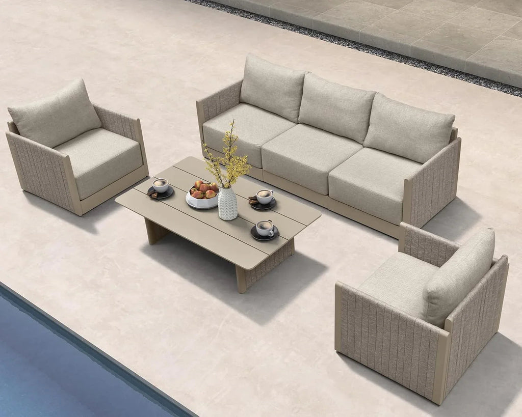 PURPLE LEAF Sanori L-Shaped Patio Couch Set Modular Sofa with Beige Cushions for Backyard