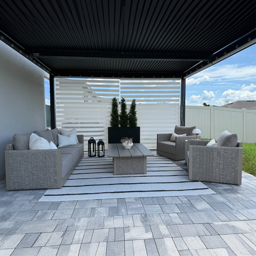 PURPLE LEAF Sanori Classical with Table Beige Patio Conversation Set with Cushions for Poolside