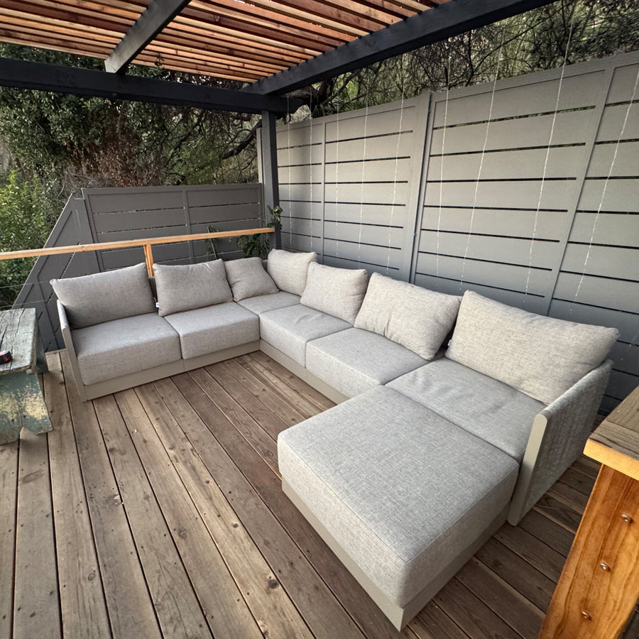 PURPLE LEAF Sanori L-Shaped Patio Couch Set Modular Sofa with Beige Cushions for Backyard