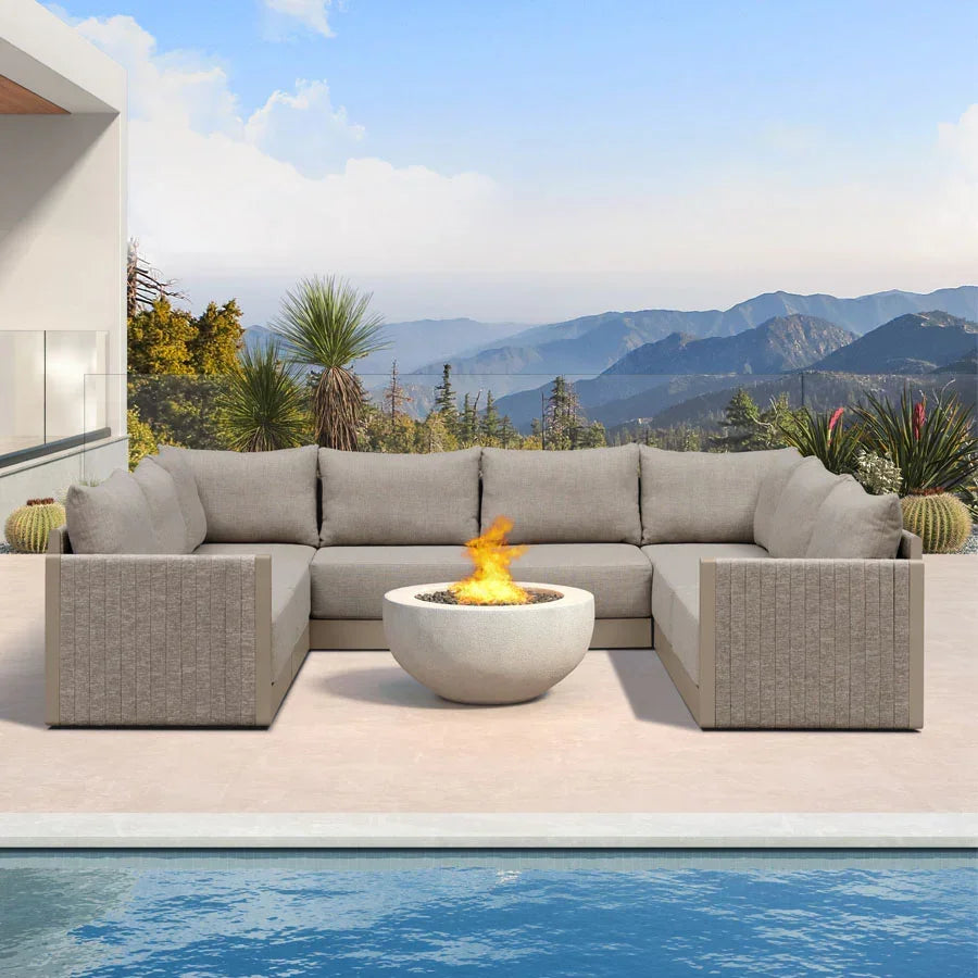PURPLE LEAF Sanori U-Shaped Patio Couch Set Modular Sofa with Beige Cushions for Balcony