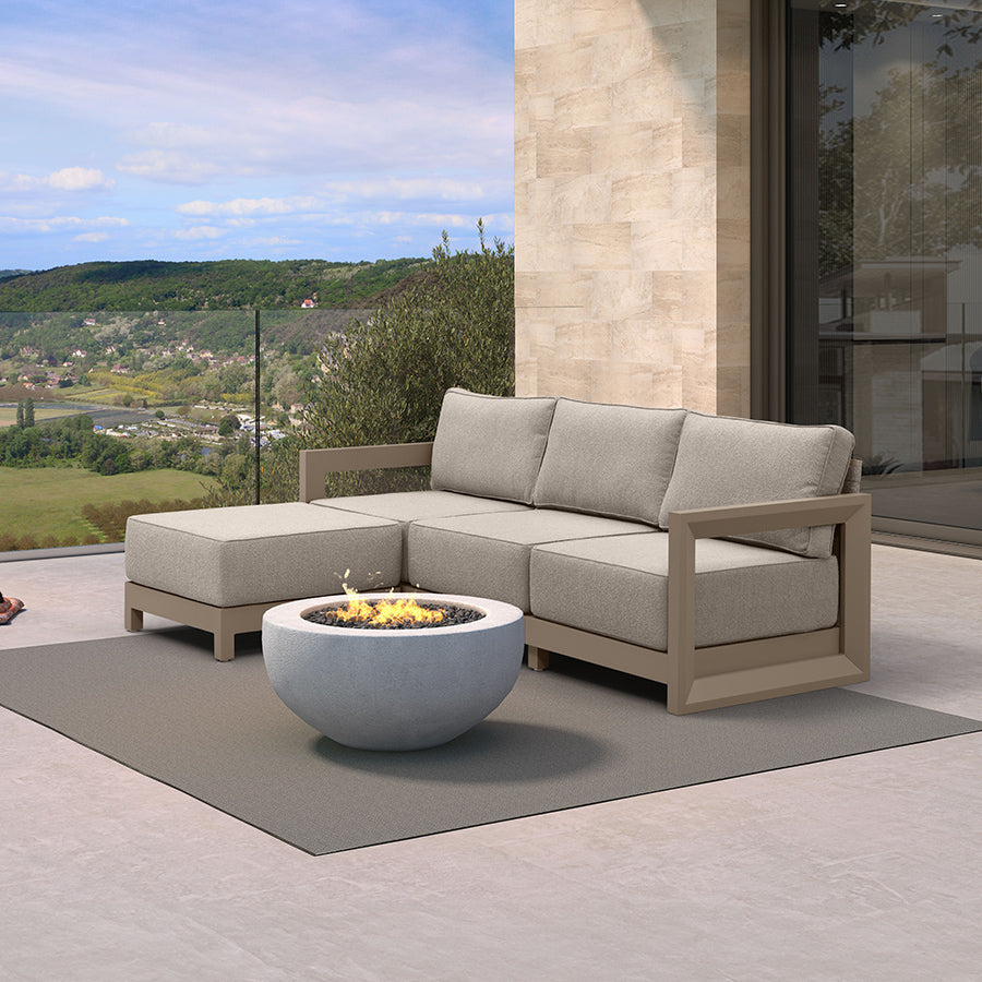 PURPLE LEAF Caesar – Ensemble salon de terrasse en L avec coussins et oreillers kaki, canapé et ottoman pour jardin et porche