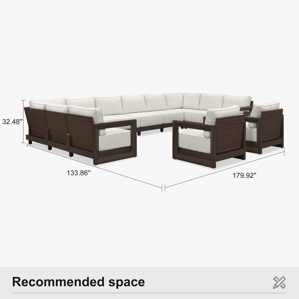 PURPLE LEAF Caesar Enclosed Patio Conversation Set with Bronze Cushion Pillows and Ottoman for Porch Garden