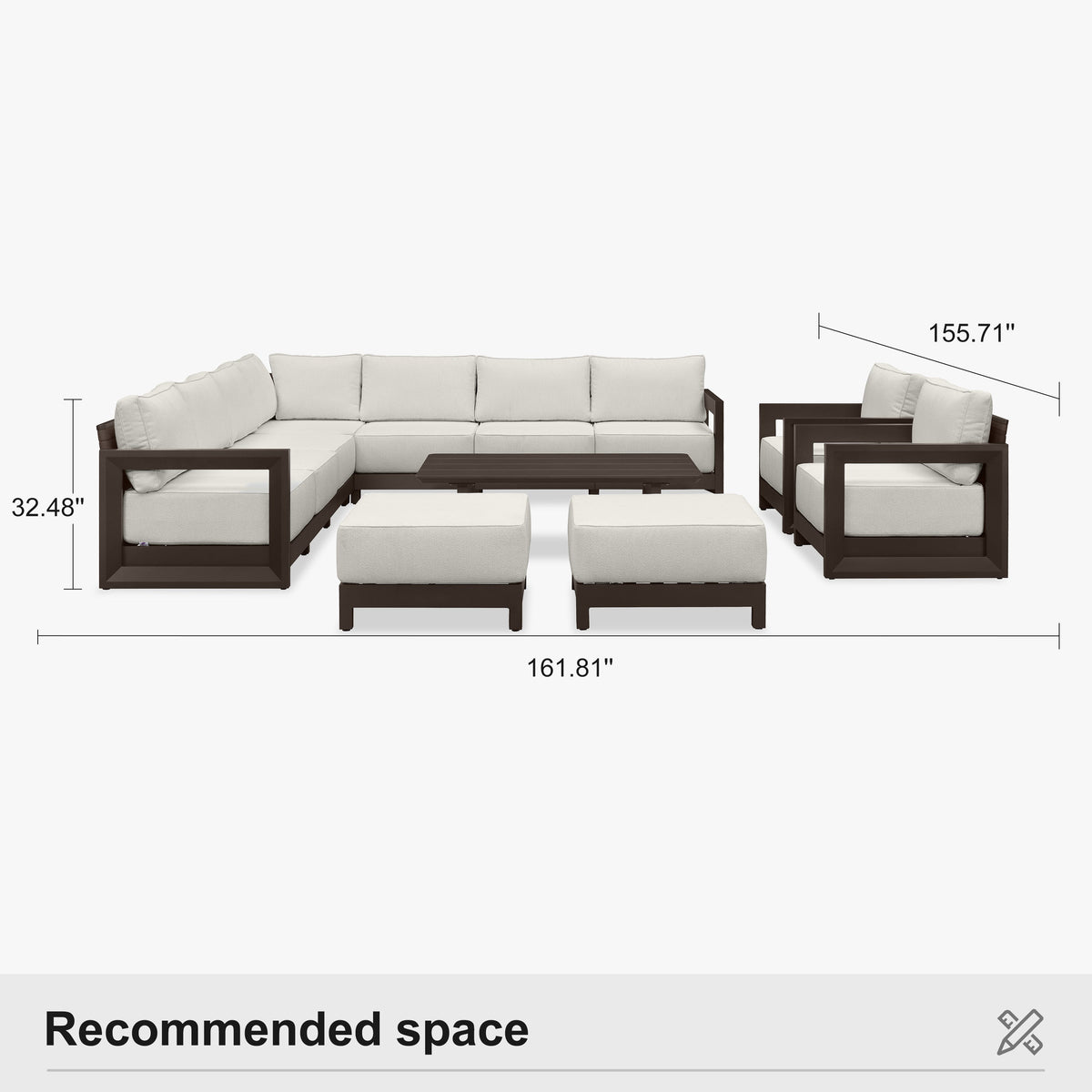 PURPLE LEAF Caesar Enclosed Patio Conversation Set with Bronze Cushion Pillows and Ottoman for Porch Garden