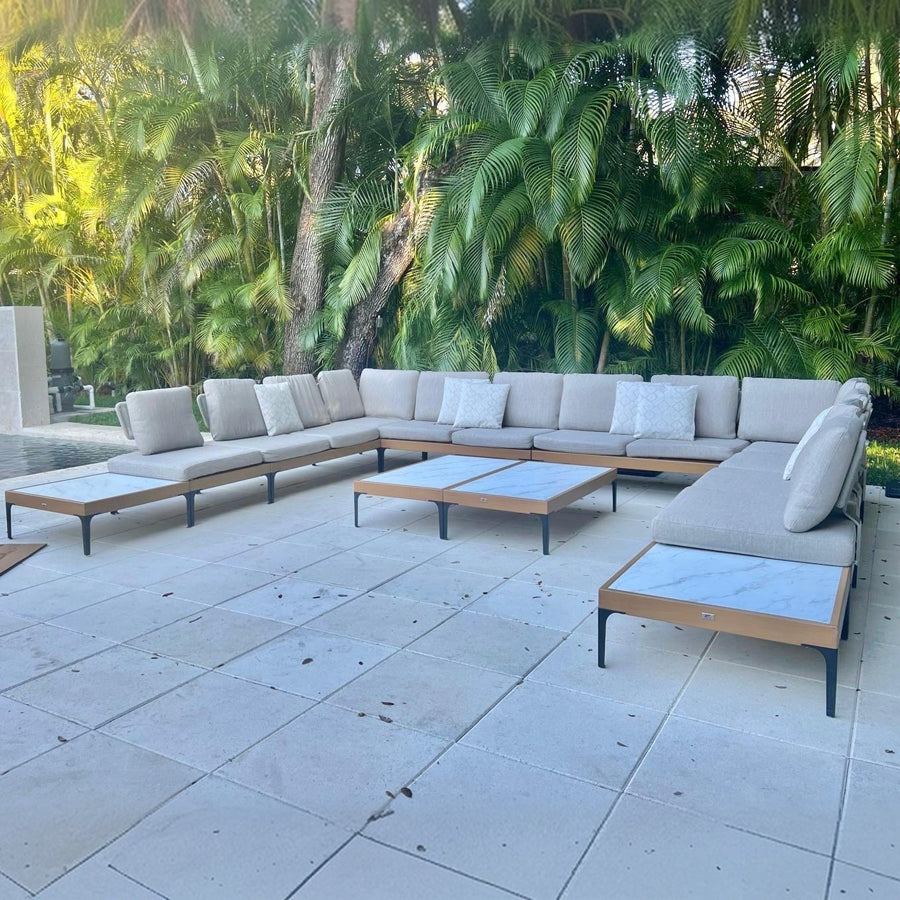 PURPLE LEAF Sicilia L-Shaped Modular Outdoor Sectional with Oatmeal Greige Cushions Flexible Layout for Garden Poolside