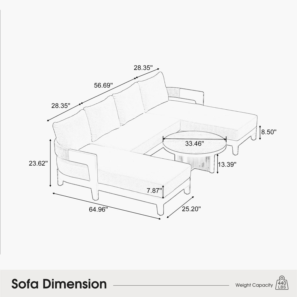 PURPLE LEAF Tuscany U-Shaped Patio Conversation Set with Removable Cushions and Pillows Bronze Aluminum Frame Outdoor Couch Sets for Porch Yard Garden
