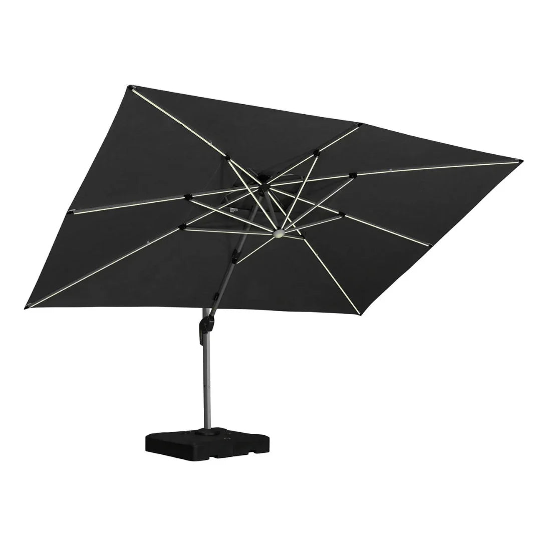 PURPLE LEAF SUNBRELLA Solar Cantilever Umbrella with Lights, Large Umbrellas For Outdoor Patio