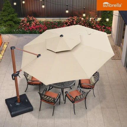 PURPLE LEAF SUNBRELLA Cantilever Umbrella Deluxe Wood Pattern Patio Umbrella