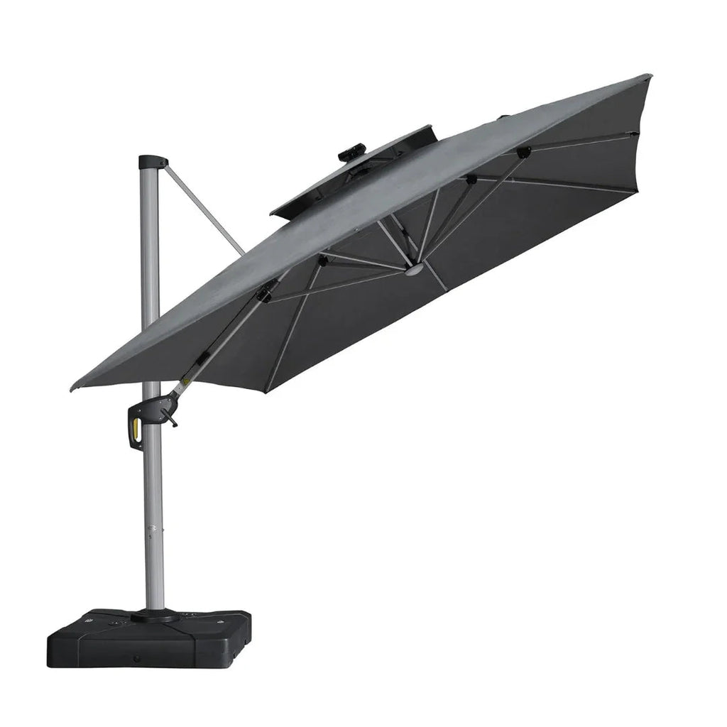 PURPLE LEAF SUNBRELLA Solar Cantilever Umbrella with Lights, Large Umbrellas For Outdoor Patio