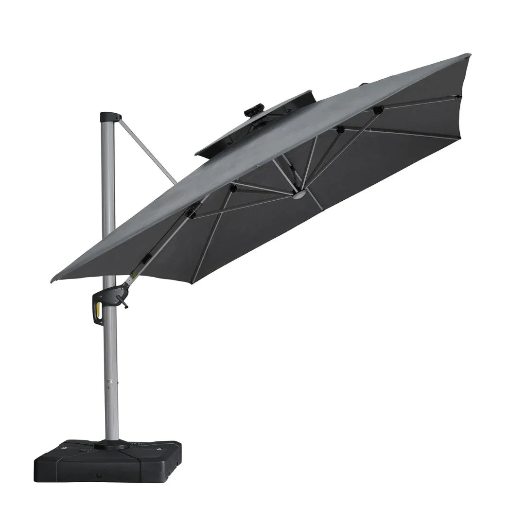 PURPLE LEAF SUNBRELLA Solar Cantilever Umbrella with Lights, Large Umbrellas For Outdoor Patio